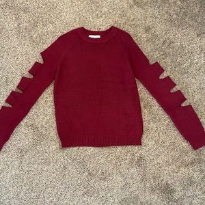 ripped burgundy sweater